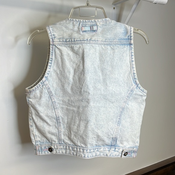 Vintage 1980’s Acid Wash Aztec Print Denim Vest- M - Picture 2 of 5